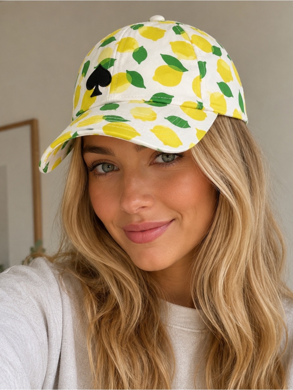 Kate Spade New York Baseball Printed Cap/Hat, Lemon Toss
